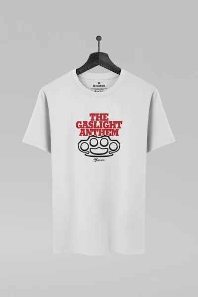 Camiseta branca com estampa da banda The Gaslight Anthem