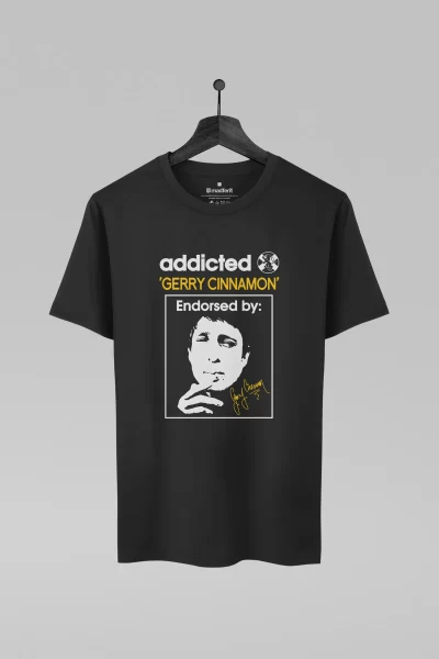 Camiseta preta com estampa da banda Gerry Cinnamon