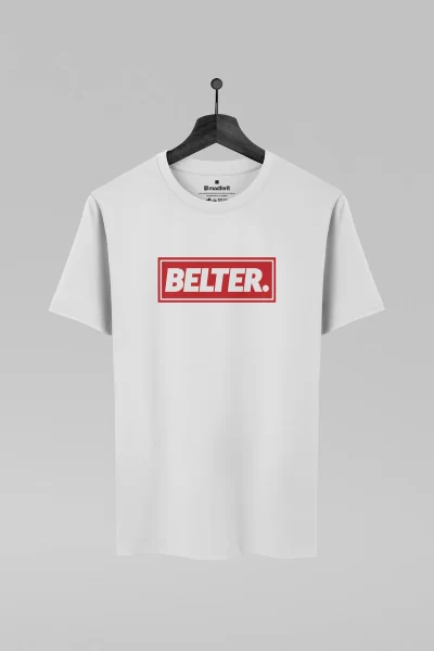 Camiseta branca com estampa da banda Gerry Cinnamon