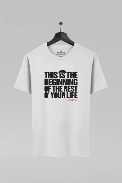 Camiseta branca com estampa da banda Gerry Cinnamon