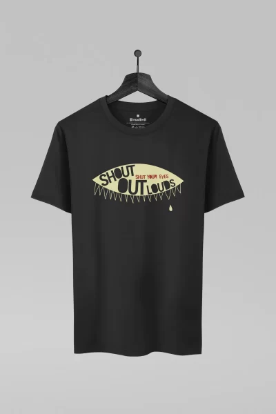 Camiseta preta com estampa da banda Shout Out Louds