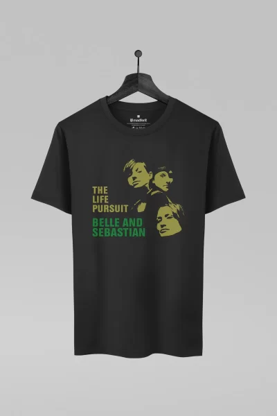 Camiseta preta com estampa da banda Belle And Sebastian