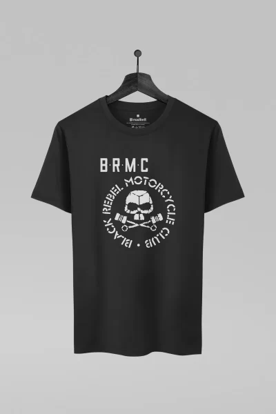 Camiseta preta com estampa da banda Black Rebel Motorcycle