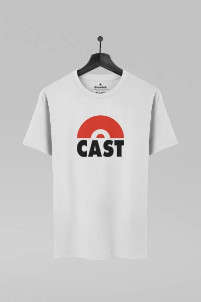 Camiseta branca com estampa da banda Cast