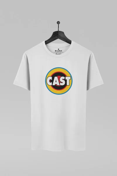 Camiseta branca com estampa da banda Cast