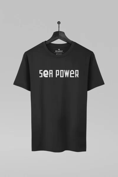 Camiseta preta com estampa da banda Sea Power