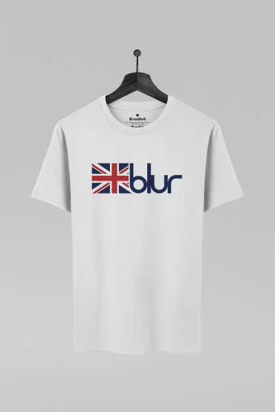 Camiseta branca com estampa da banda Blur