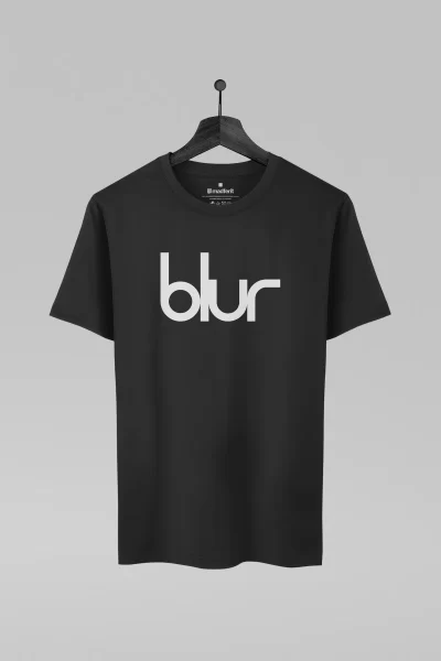 Camiseta preta com estampa da banda Blur