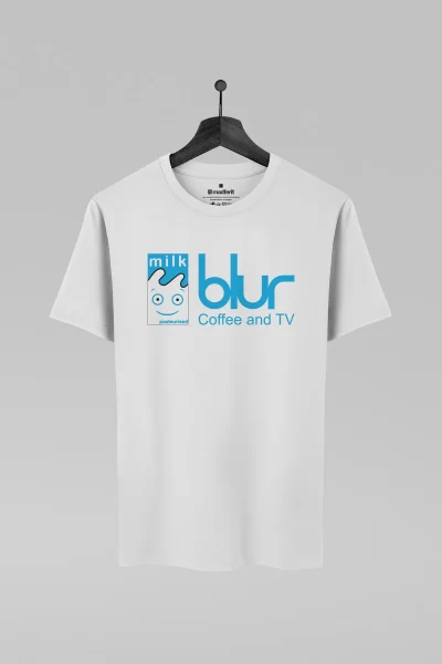 Camiseta branca com estampa da banda Blur