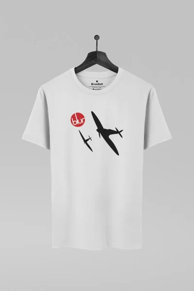 Camiseta branca com estampa da banda Blur