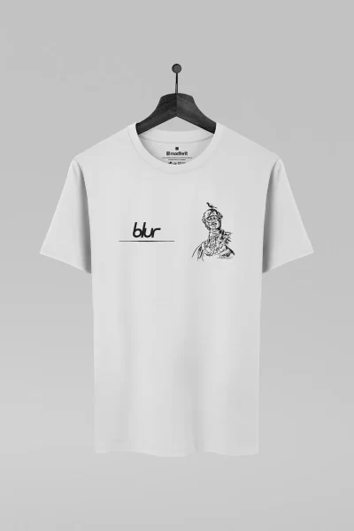Camiseta branca com estampa da banda Blur