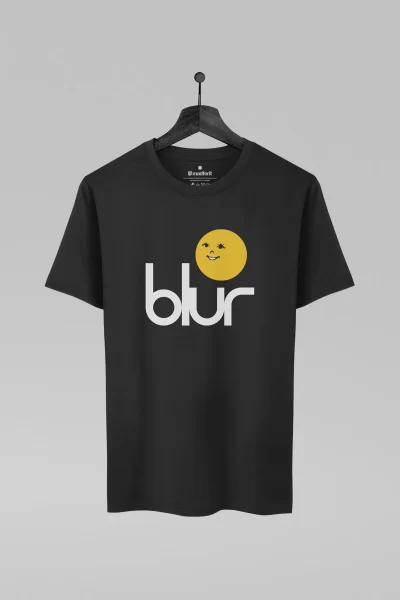 Camiseta preta com estampa da banda Blur