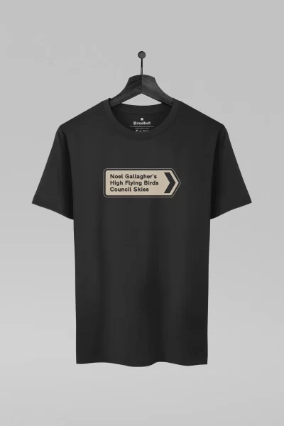 Camiseta preta com estampa da banda Noel Gallagher's High Flying Birds