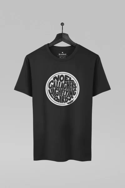 Camiseta preta com estampa da banda Noel Gallagher's High Flying Birds