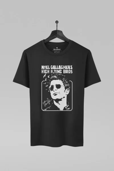 Camiseta preta com estampa da banda Noel Gallagher's High Flying Birds