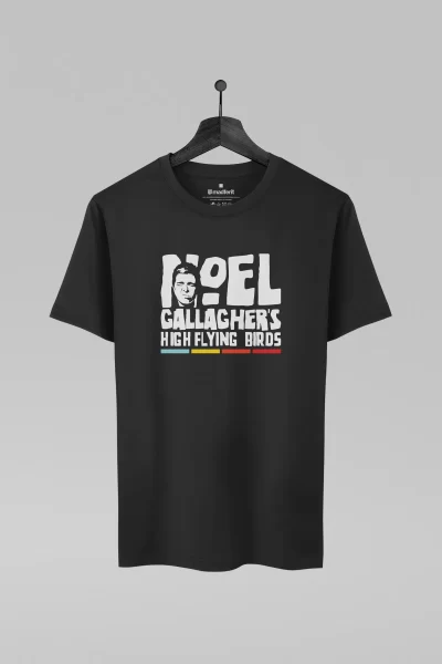 Camiseta preta com estampa da banda Noel Gallagher's High Flying Birds
