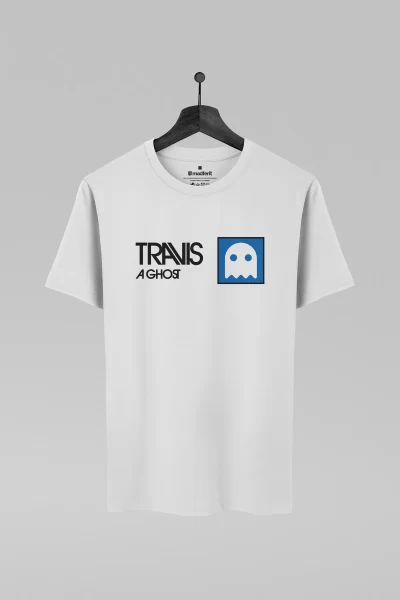 Camiseta branca com estampa da banda Travis
