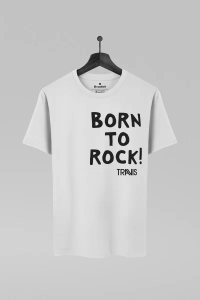 Camiseta branca com estampa da banda Travis