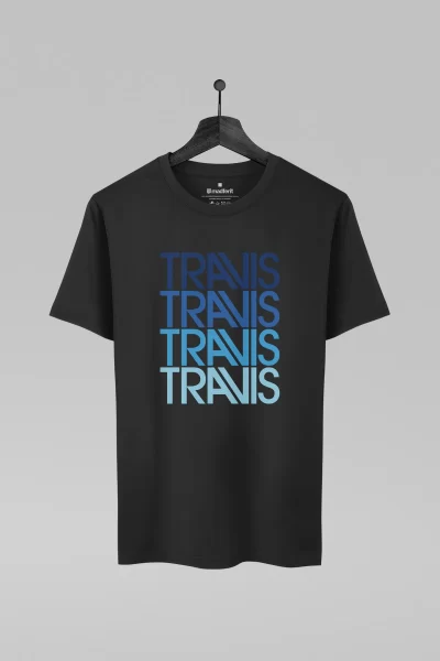 Camiseta preta com estampa da banda Travis