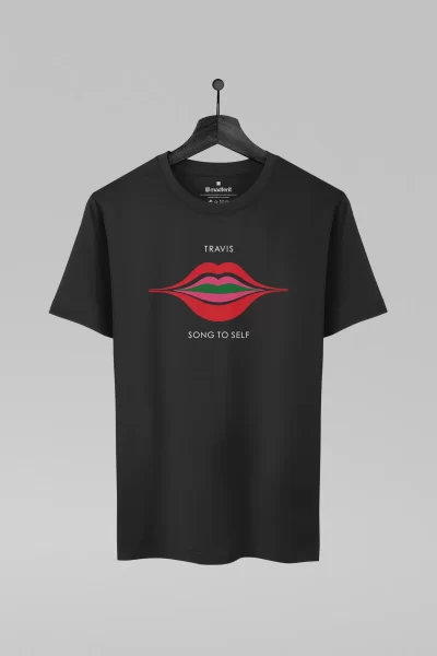 Camiseta preta com estampa da banda Travis