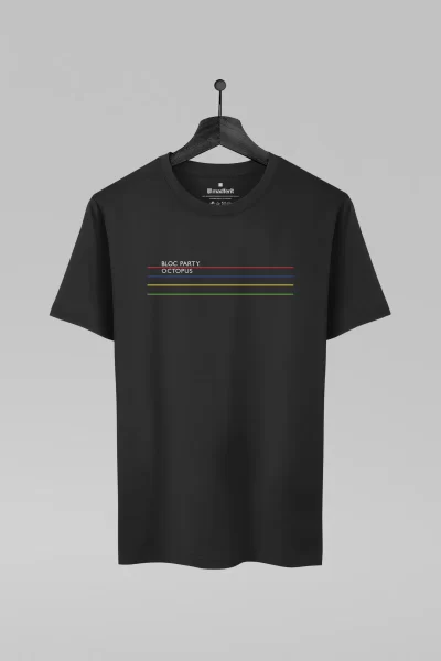 Camiseta preta com estampa da banda Bloc Party