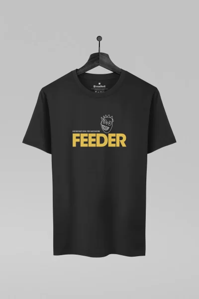 Camiseta preta com estampa da banda Feeder