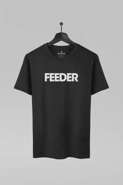 Camiseta preta com estampa da banda Feeder