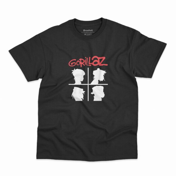 Camiseta Gorillaz Silhouette na cor preta