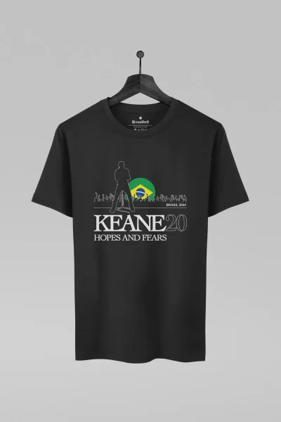 Camiseta preta com estampa da banda Keane