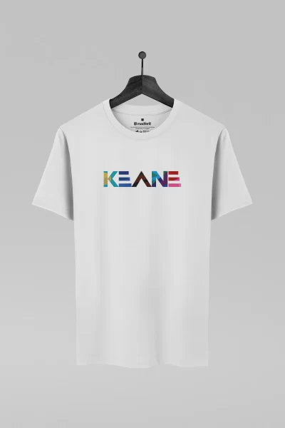 Camiseta branca com estampa da banda Keane