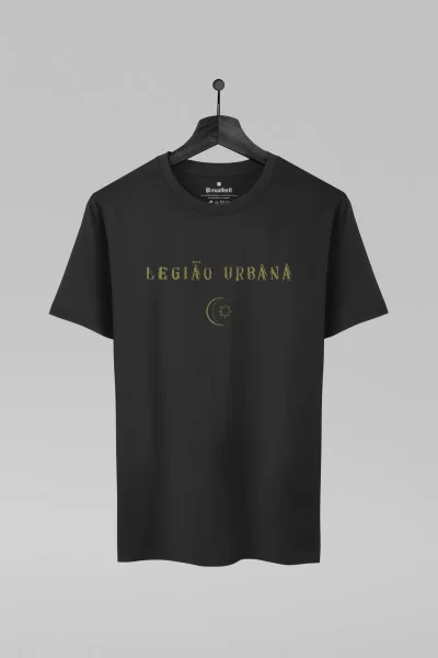 Camiseta preta com estampa da banda Legião Urbana
