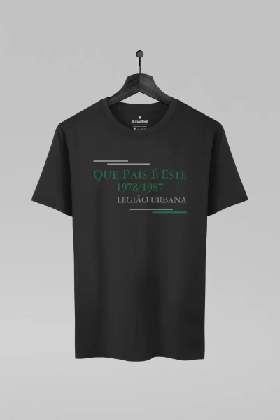 Camiseta preta com estampa da banda Legião Urbana