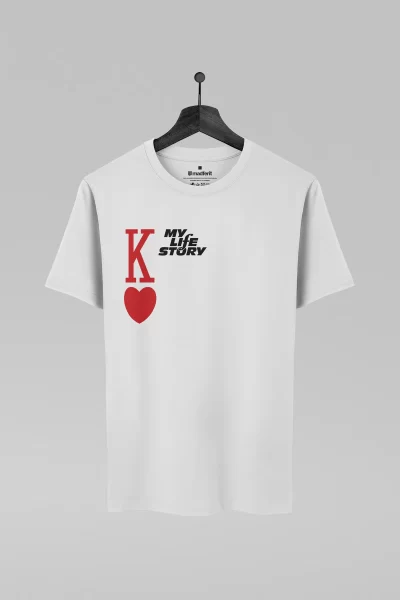 Camiseta branca com estampa da banda My Life Story