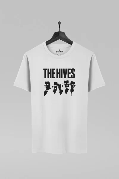 Camiseta branca com estampa da banda The Hives
