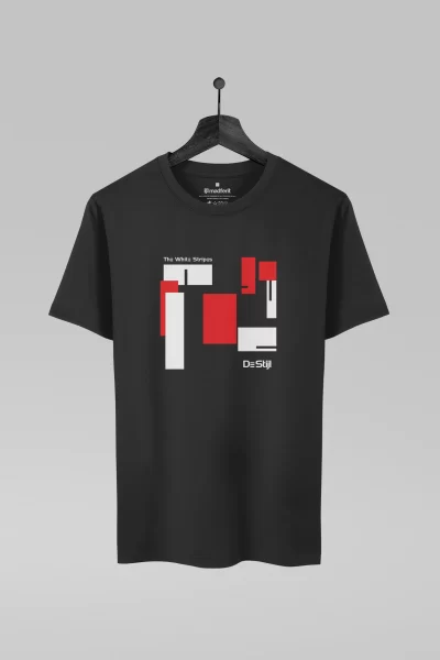 Camiseta preta com estampa da banda White Stripes