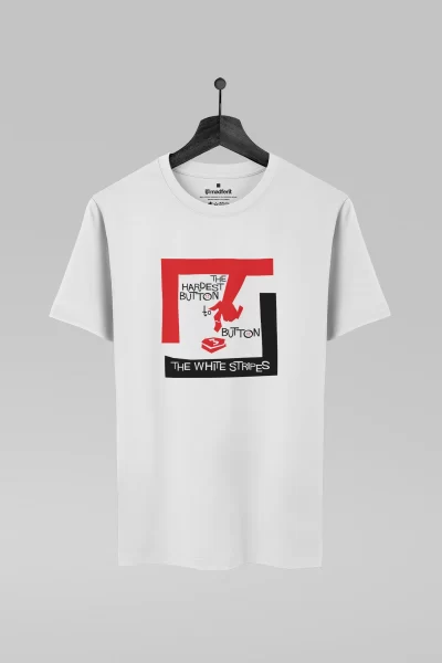 Camiseta branca com estampa da banda White Stripes