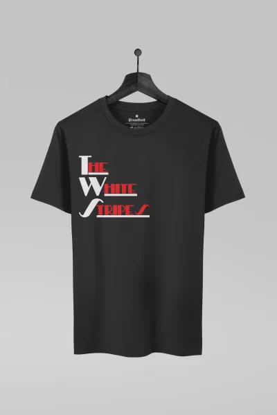 Camiseta preta com estampa da banda White Stripes