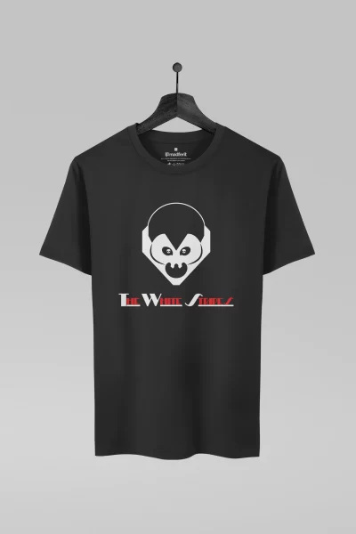 Camiseta preta com estampa da banda White Stripes