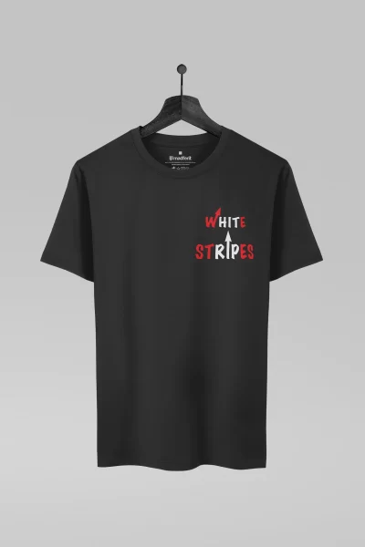 Camiseta preta com estampa da banda White Stripes