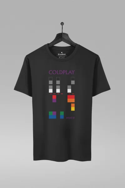 Camiseta preta com estampa da banda Coldplay