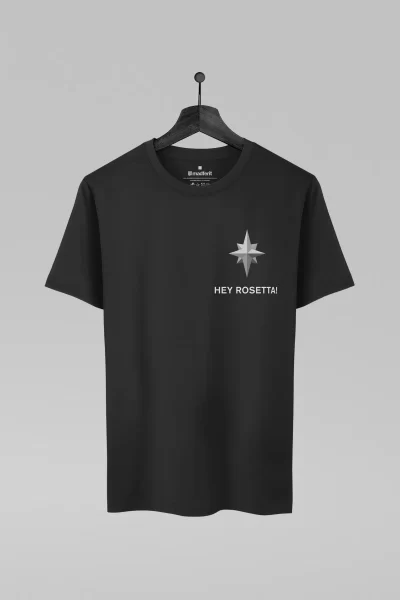 Camiseta preta com estampa da banda Hey Rosetta