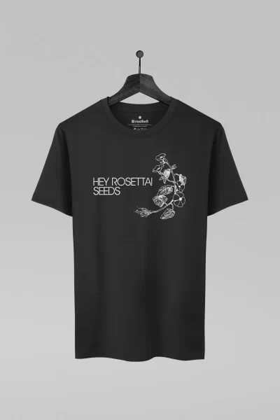 Camiseta preta com estampa da banda Hey Rosetta