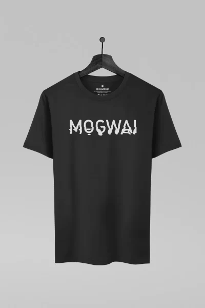 Camiseta preta com estampa da banda Mogwai