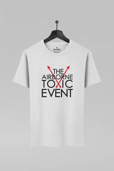 Camiseta branca com estampa da banda The Airborne Toxic Event