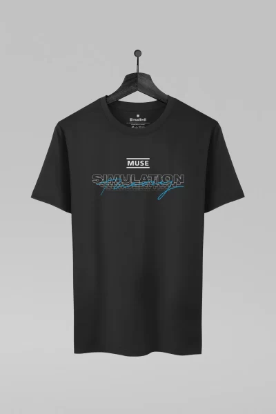 Camiseta preta com estampa da banda Muse