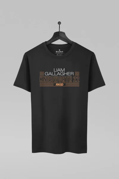 Camiseta preta com estampa do Liam Gallagher