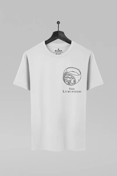 Camiseta branca com estampa da banda The Lumineers