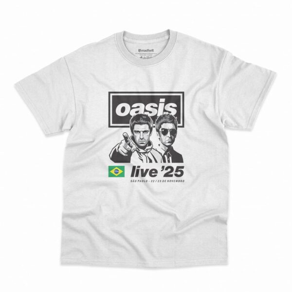 Camiseta Oasis Live 25 Brasil na cor branca.