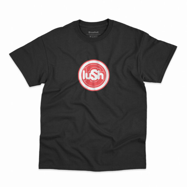 Camiseta na cor preta com logo da banda Lush