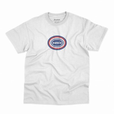 Camiseta na cor branca da banda Oasis Vintage 90